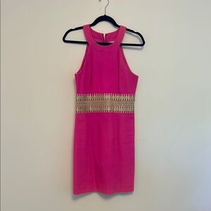 Lilly Pulitzer Pink Sleeveless Dress with Gold Accents